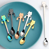 304 stainless steel mini cat kitten spoons for coffee tea dessert drink mixing milkshake mug spoon tableware set kitchen supplie