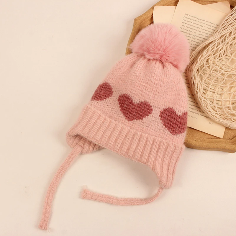 

Cap For Girls Boys Warm Wool Hat For Children 1-4Y 2021 Winter Baby Hat Pompom Fleece Lining Baby Beanie Infant Bonnet Kids