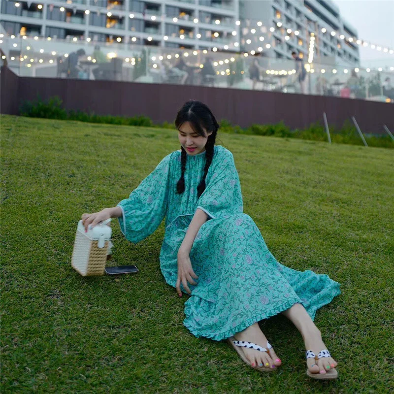 

2021 new age reduction retro refreshing floral dress
