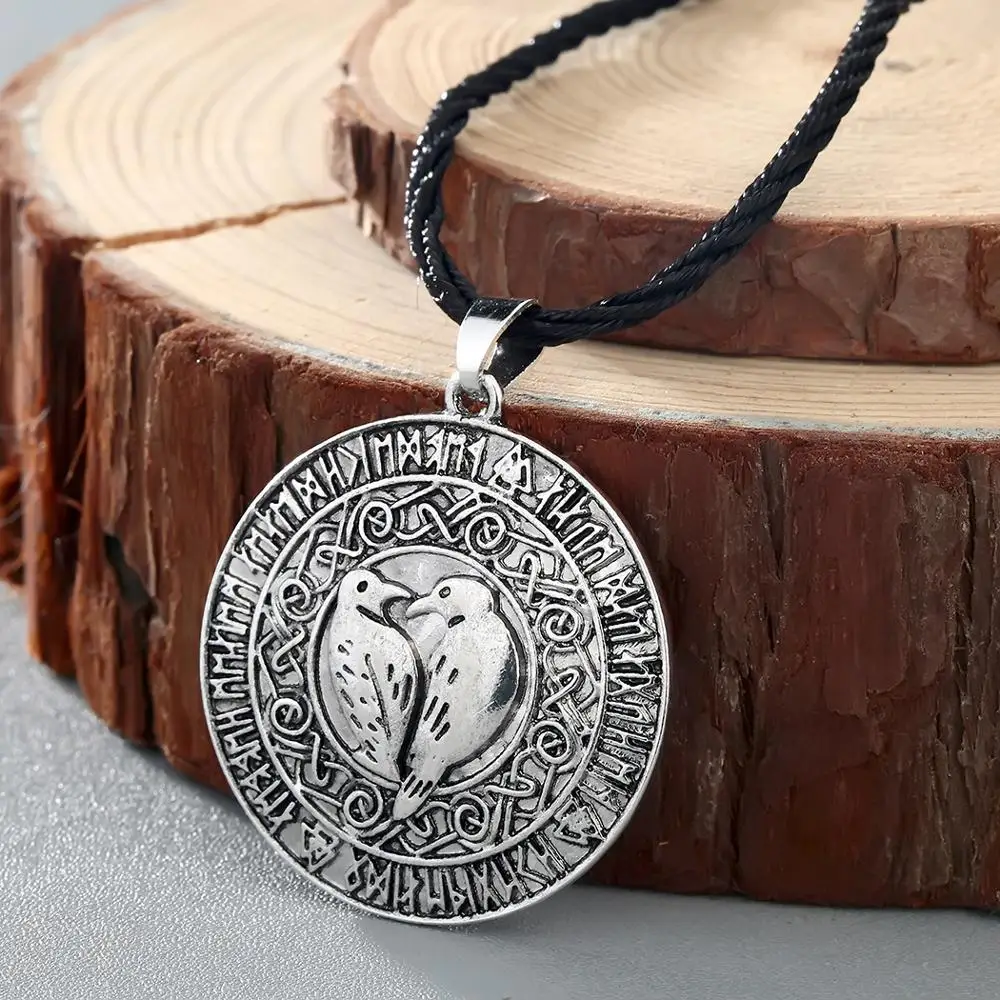 QIAMNI Norse Bird Valknut Raven Rune талисман Подвеска Ожерелье Узел амулет викинга ожерелье