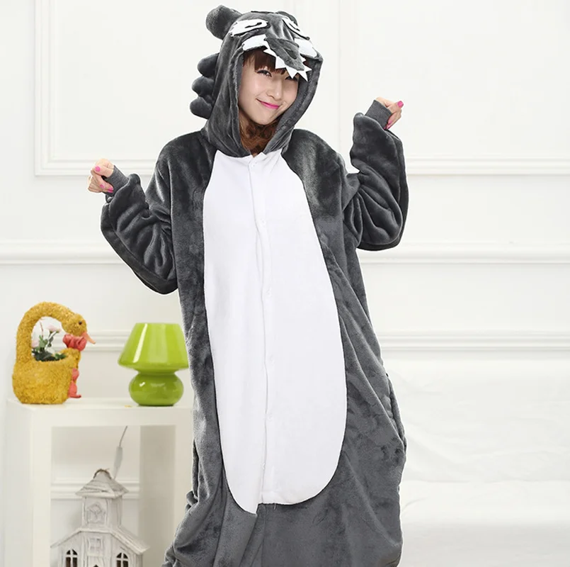 Wholesale Adult Animal Timber Wolf Pajamas For Women Unisex Cosplay Costume Winter Warm Funny Onesie Christmas Sleepwear