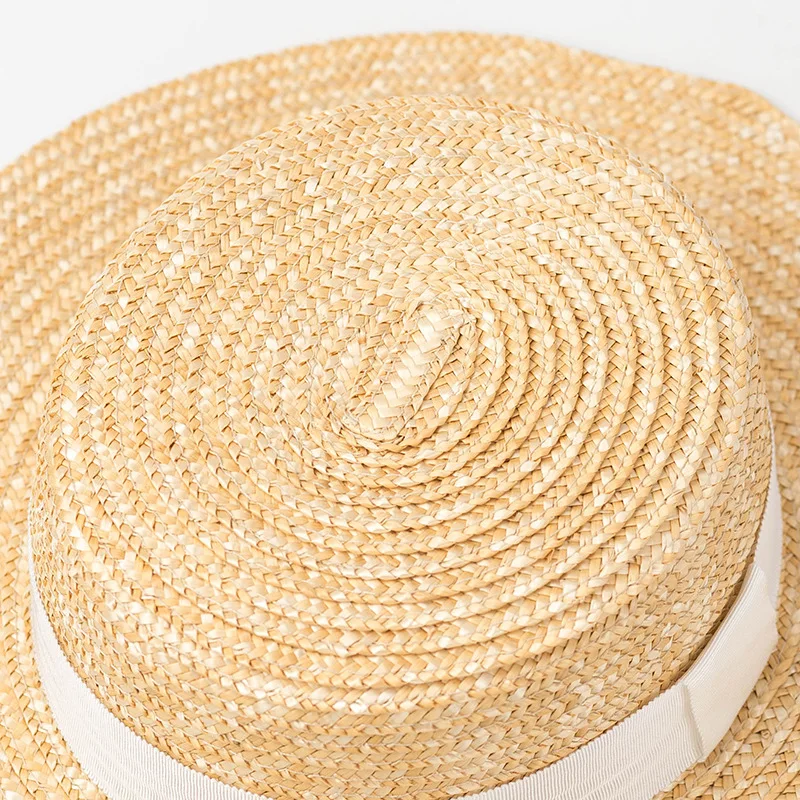 

02001-shi Classic handmade straw wihte ribbon fedoras hat men women leisure panama jazz hat
