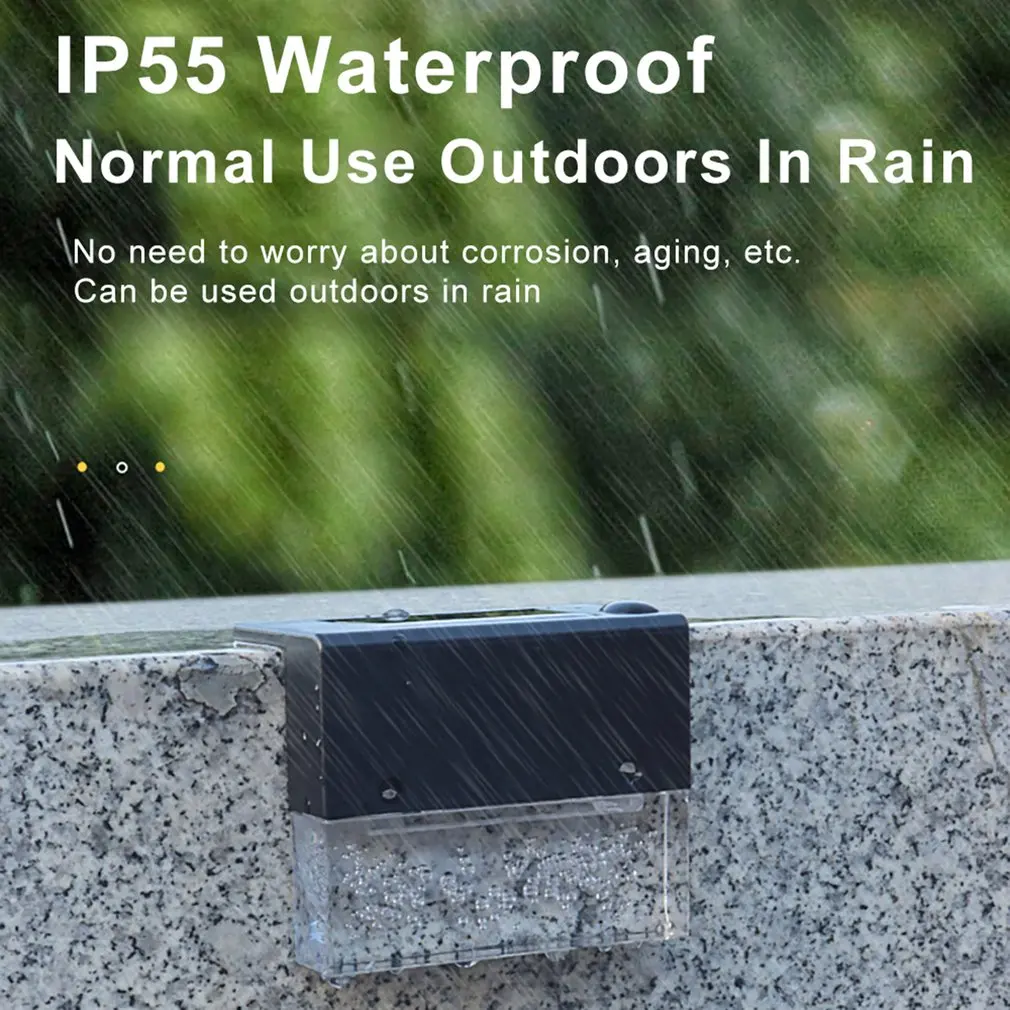 

4Pcs RGB LED Solar Lamp Path Stair Outdoor Lights Waterproof Garden Landscape Step Deck Colorful Lights Courtyard Decoration