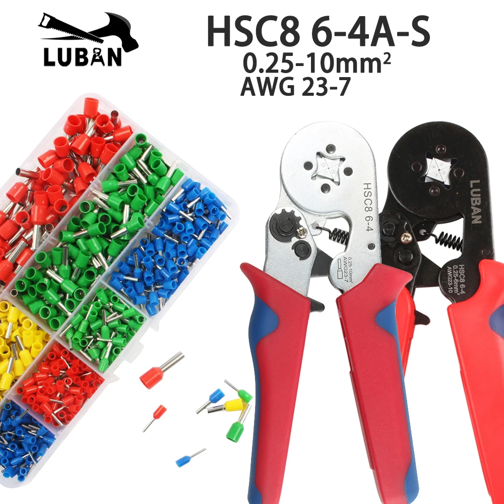HSC8 6-4A HSC8 6-4C мини-тип саморегулируемые обжимные плоскогубцы 0,25-10 мм2 терминалы обжимные инструменты многофункциональный инструмент плоскогубцы