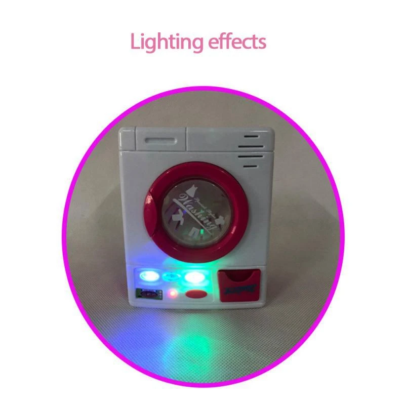

Mini Home Toy Washing Machine Light Sound Auto Drain Rotating Drum