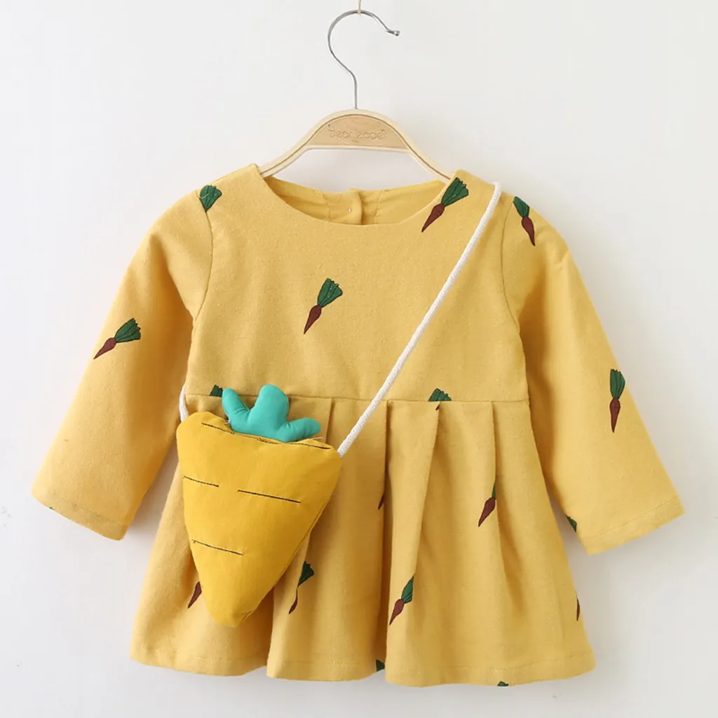 Платье для девочек с длинными рукавами ясельного и дошкольного возраста принтом