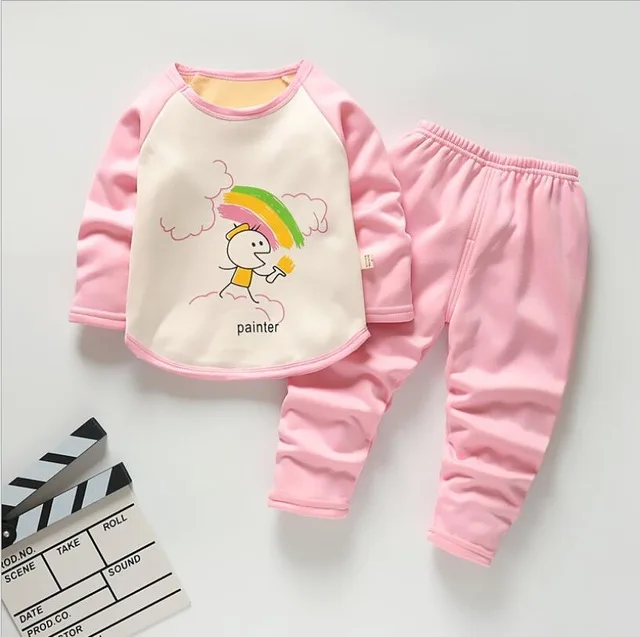 BibiCola girls clothing sets winter baby cartoon Flannel pajamas kids children fleece velvet thick warm tracksuit set | Детская одежда