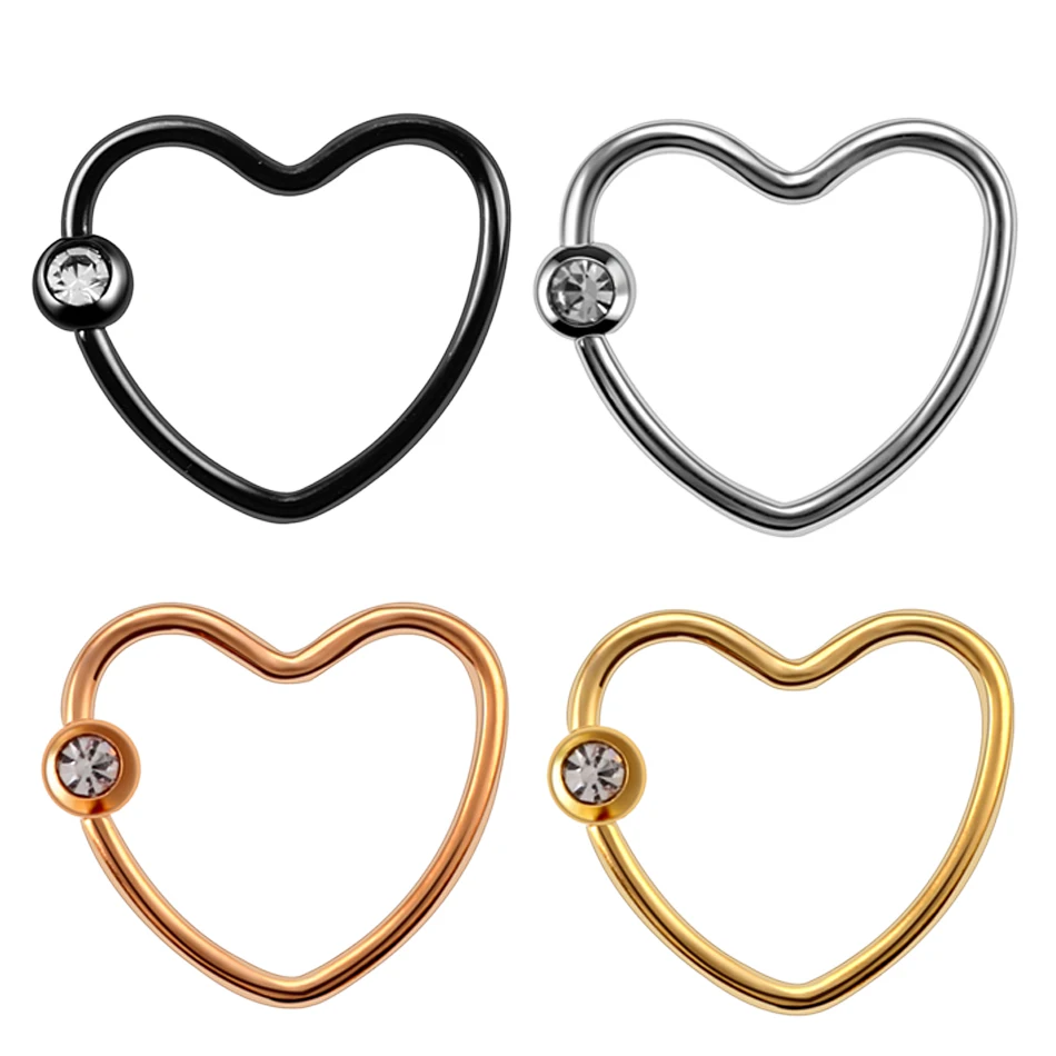 

1Pc Heart Septum Ring Piercing Stainless Steel Clip On Hoop Earrings Daith Tragus Cartilage Helix Piercing Earring Body Jewelry