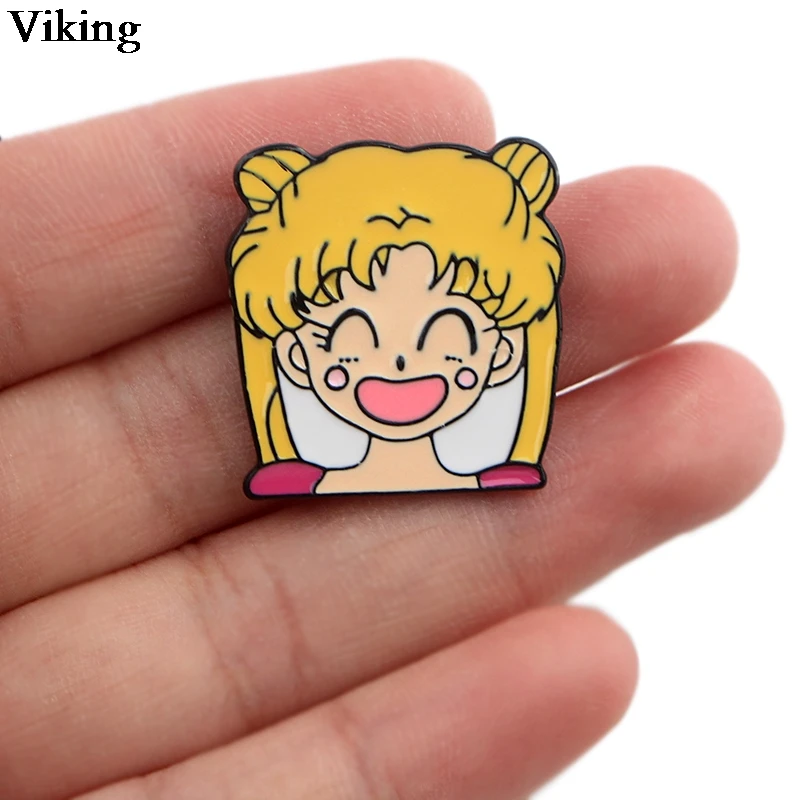 

1Pcs Cartoon Sailor Moon Badges Cute Enamel Brooch Alloy Metal Pin Clothes Hat Collar Pins Anime Brooches For Women Girls G0424