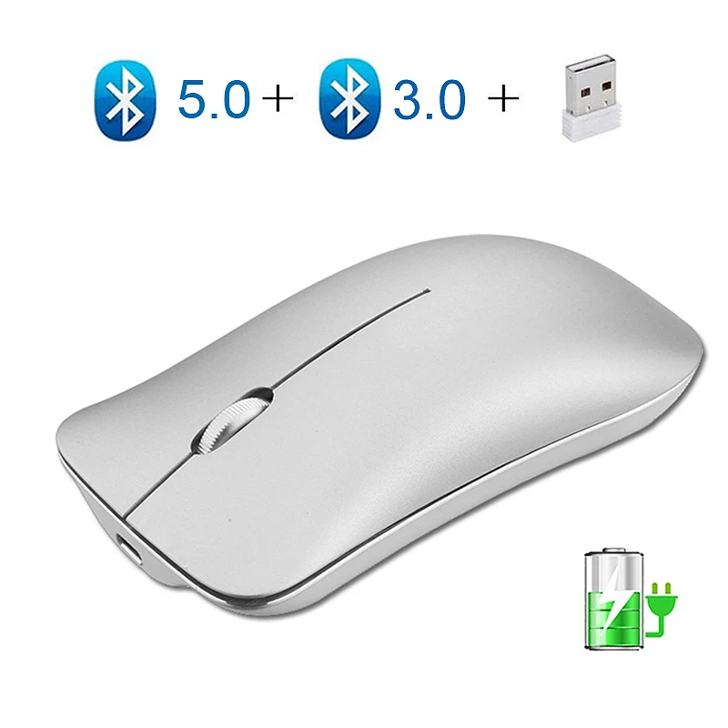Двухрежимный алюминиевый сплав Беспроводная 2 4G + Bluetooth 4 0 мышь ультра тонкая