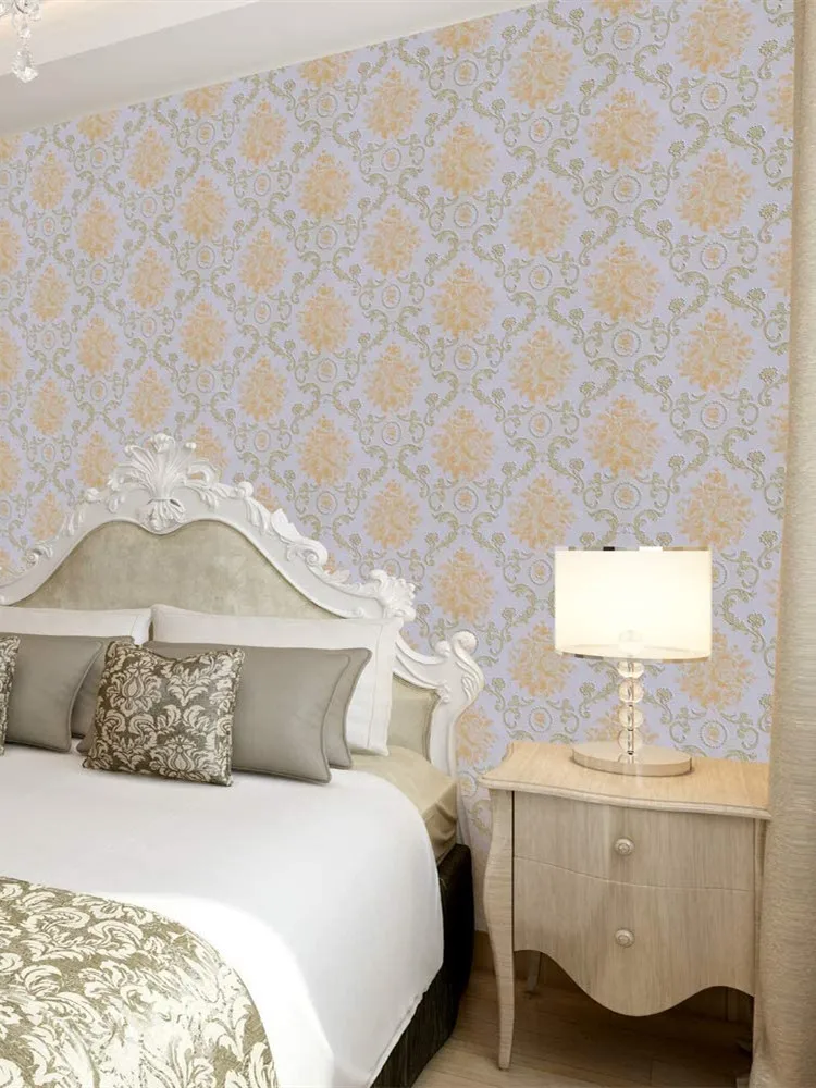 Винтажная Дамасская Цветочная настенная бумага виниловая текстурированная