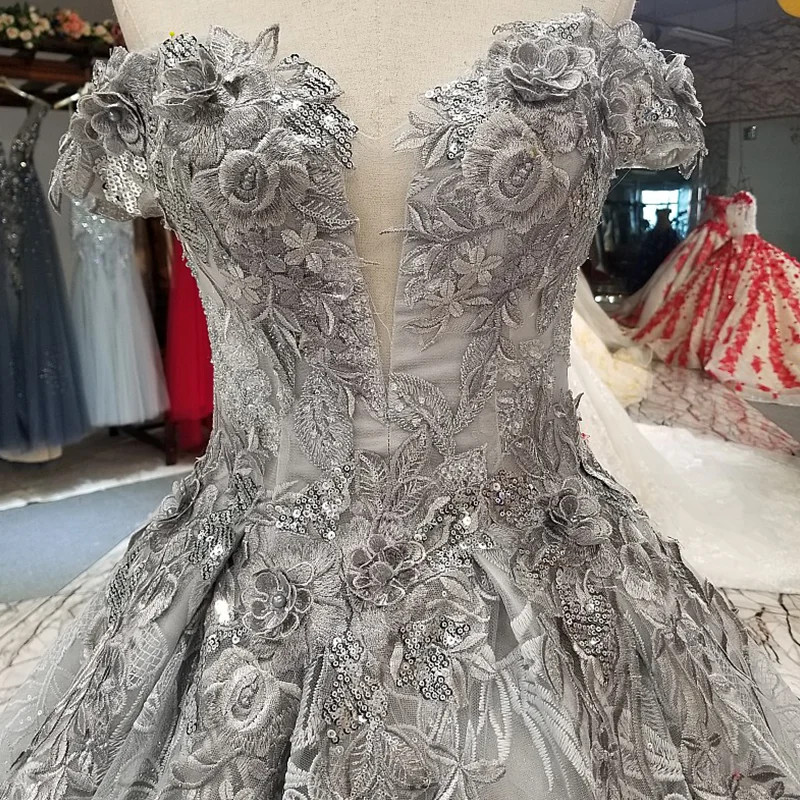 LS04471 старшее серое с открытыми плечами красивое Дешевое Вечернее Платье милое со