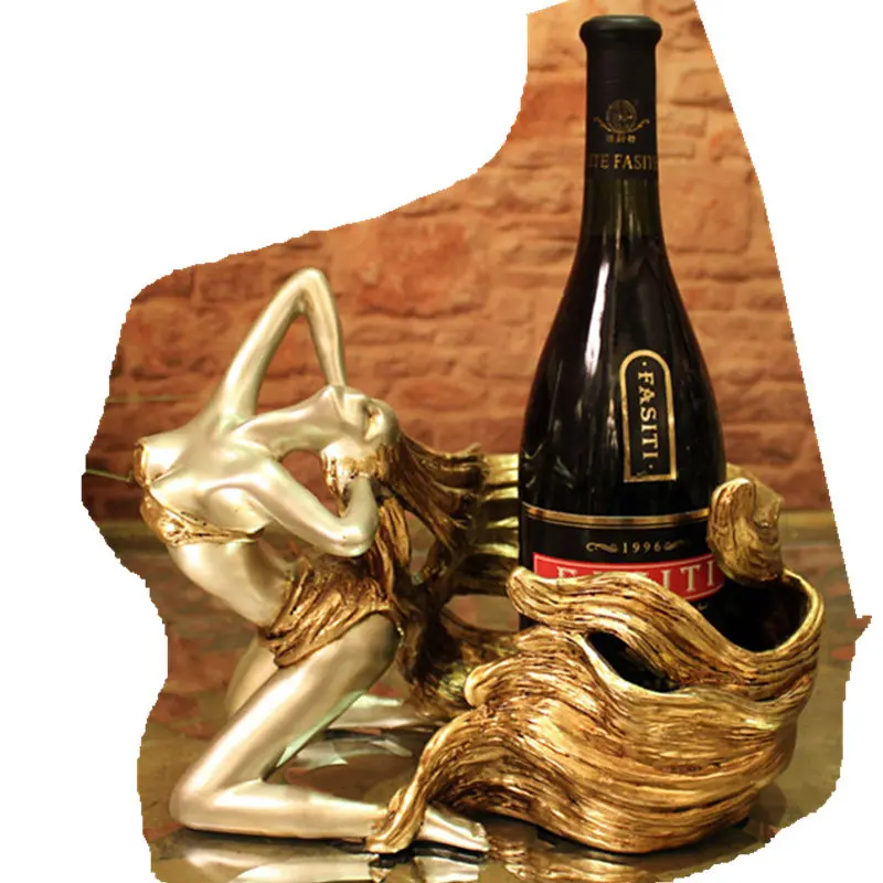 

[HHT] European Style Resin-made Character Beauty Figurine Red Wine Rack Home Living Room TV Cabinet Wine Cabinet Decorations