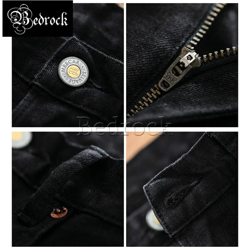 MBBCAR micro elasticity black jeans men 12oz raw denim jeans Amekaji vintage causal slim pencil jeans embroidery trendyol 7342