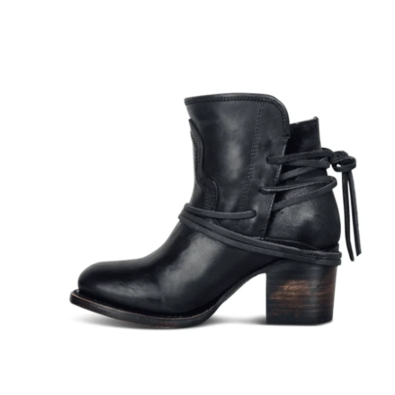 Женские винтажные полусапожки цветные ботильоны на шнуровке с круглым носком