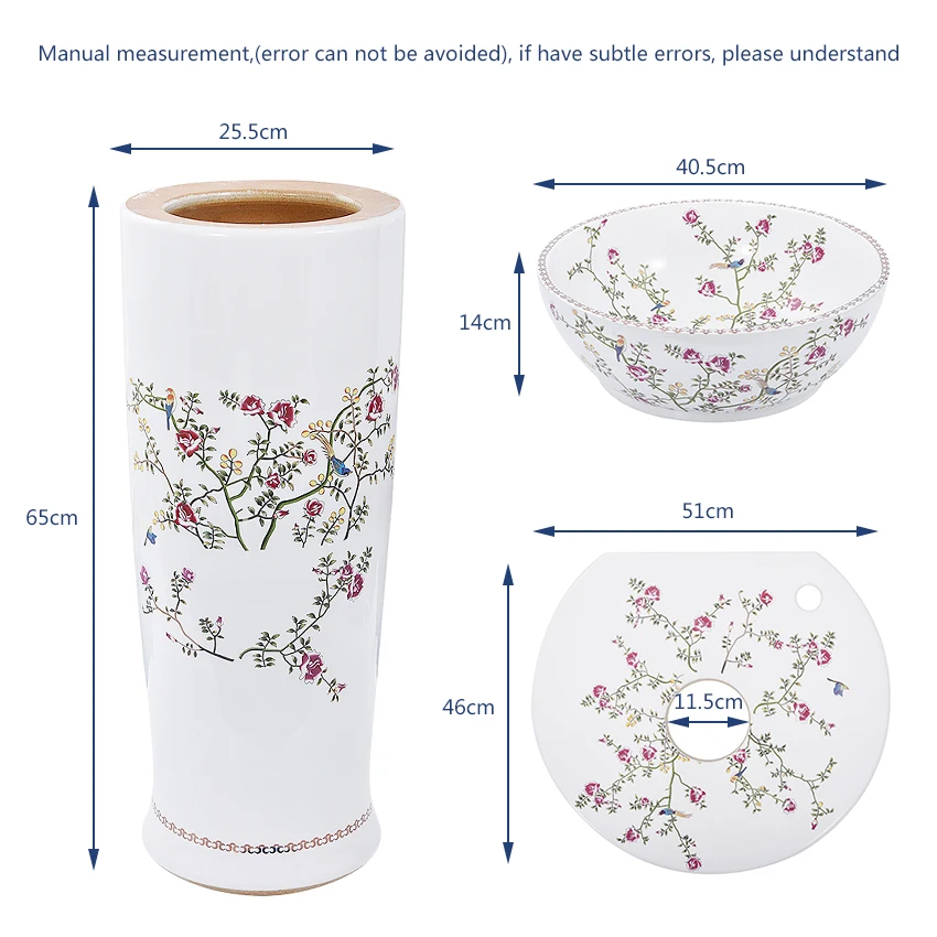 Three-piece-suit Household Balcony Pedestal Basin Bathroom Column Basin High-quality Vertical Floor Type Art Ceramic Washbasin