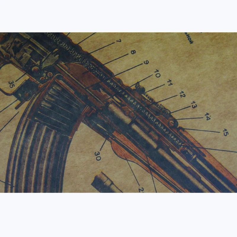 Винтажные AK47 Улучшенная Структура проектные чертежи Ретро плакат крафт бумага