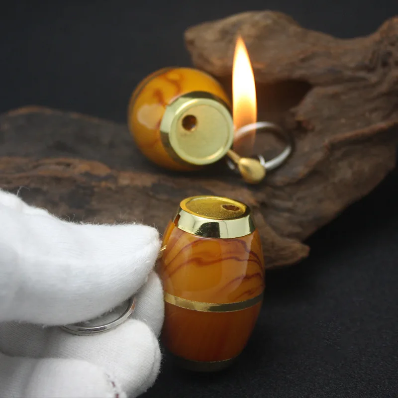 Новая компактная зажигалка металлическая безпожарная винная бочка кремневая