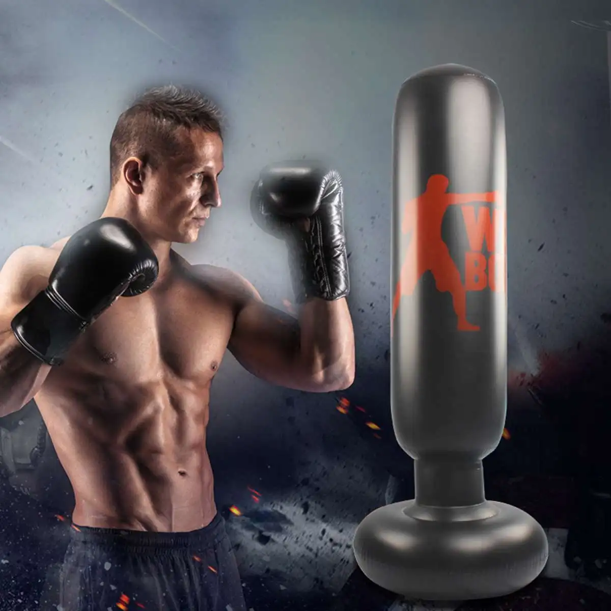 

Thickened Inflatable Boxing Post PVC MMA Training Tumbler Decompression Muay Thai Sandbag Suitable Punching Bag Sand Bags Toy