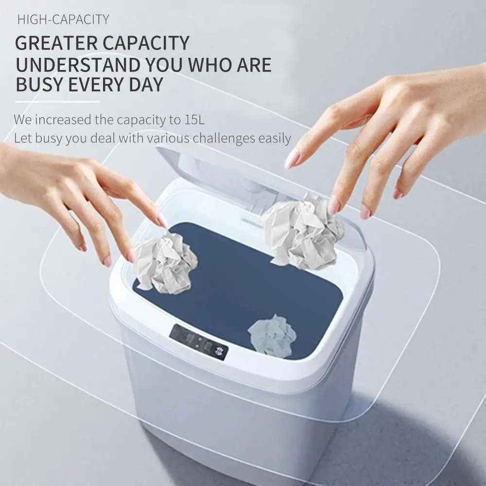 Smart Garbage Bin 3 Color Electric Touchless Kitchen 15L Creative Waste Bins Large Capacity Household Infrared Motion Sensor | Дом и сад