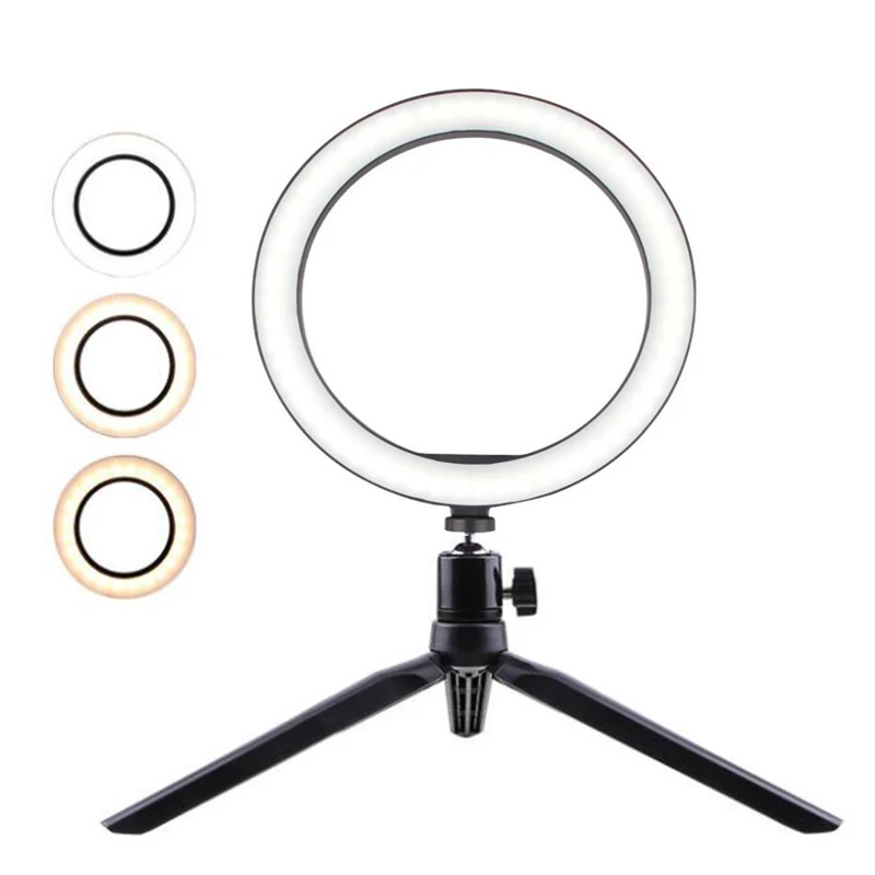 10 дюймовый светодиодный кольцевой светильник для селфи со штативом регулируемый