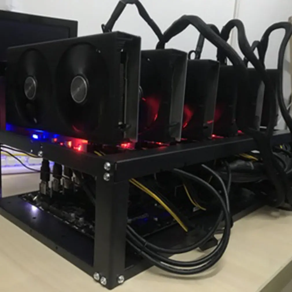 

Steel Coin Open Air Miner Mining Frame Rig Case Up To 6-8 GPU Ethereum Bitcoin Mining Rig Aluminum Stackable Mining Frame