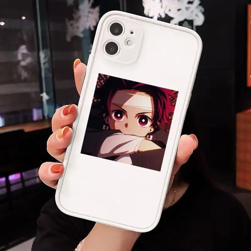

Cute Japan Demon Slayer Phone Cases Matte transparent For White iPhone 12 Mini 11 Pro XR XS Max 7 8 Plus X Back Cover