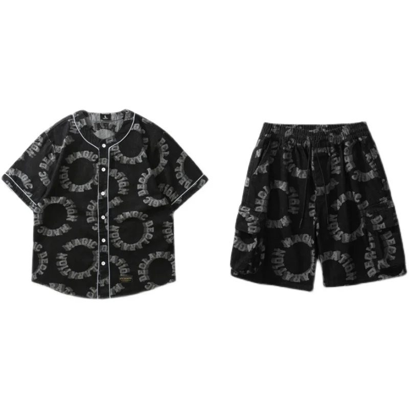 

2 Pieces Sets Men Fashion Letter Tops and Shorts Joggers Streetwear Hip Hop Set two piece set summer Y601