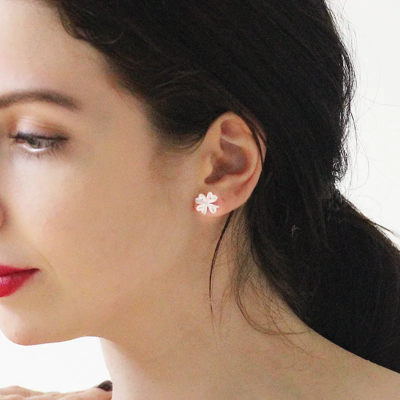 Четыре листа клевера 999 серебро серьги гвоздики цветок 2020 женские Роскошные