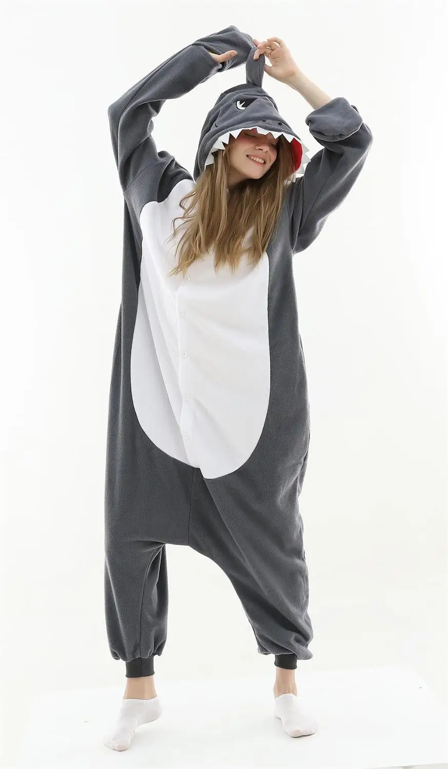 

Kigurumi Adult Pyjamas Cosplay Costume Grey Shark Onesie Lemur Sleepwear Homewear Unisex Pajamas Party Clothing For Women Man