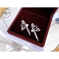aazuo real 18k white gold real diamonds 1 0ct fairy luxury butterfly stud earrings gifted for women advanced wedding party au750