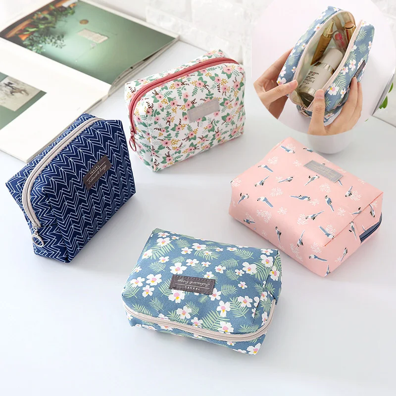 

Cotton Portable Cosmetic Storage Bag Mini Waterproof Wash Makeup Bag Home Travel Toiletry Beauty Case Multifunction Organizer