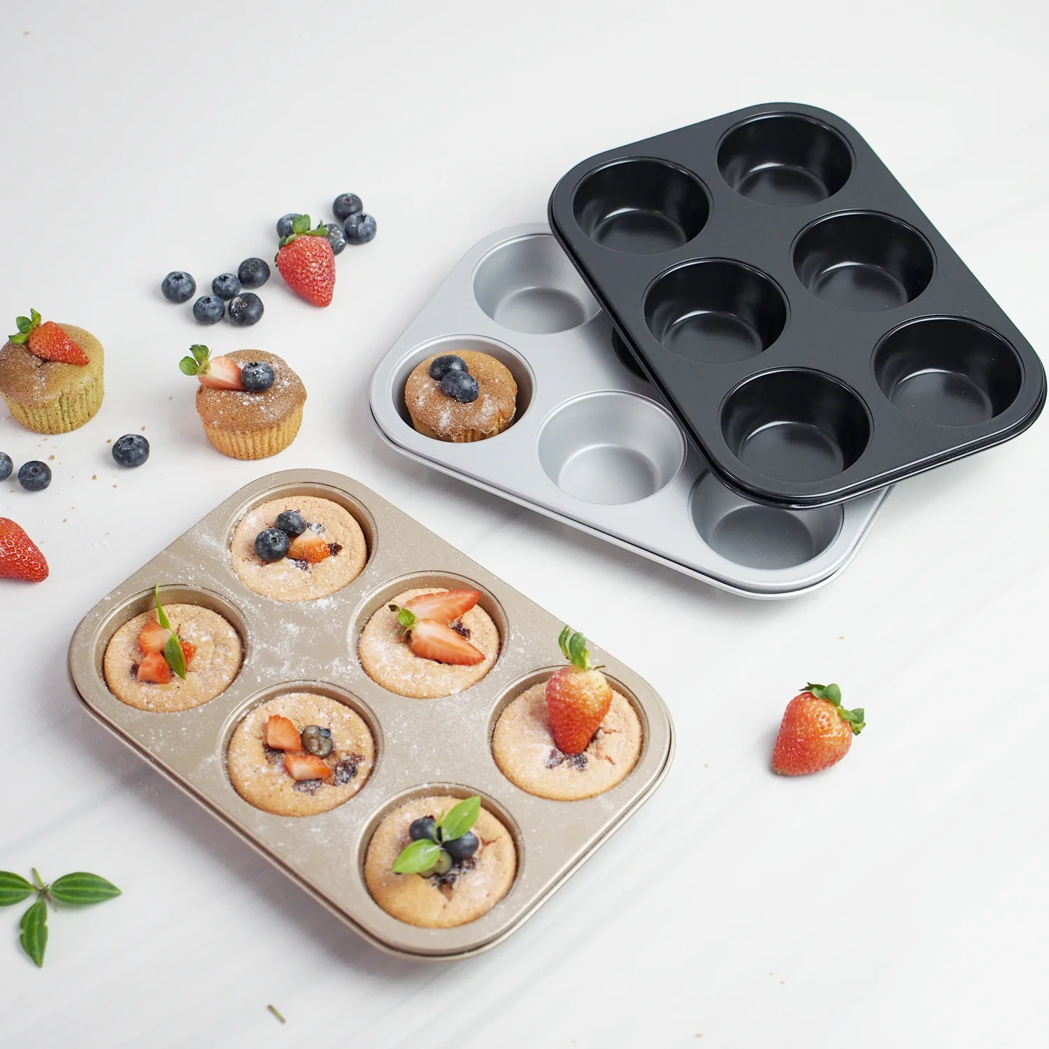 

Muffin Cup Cake Donut Tart Cake Baking Mold 6-hole Non-stick Coating Kitchenware