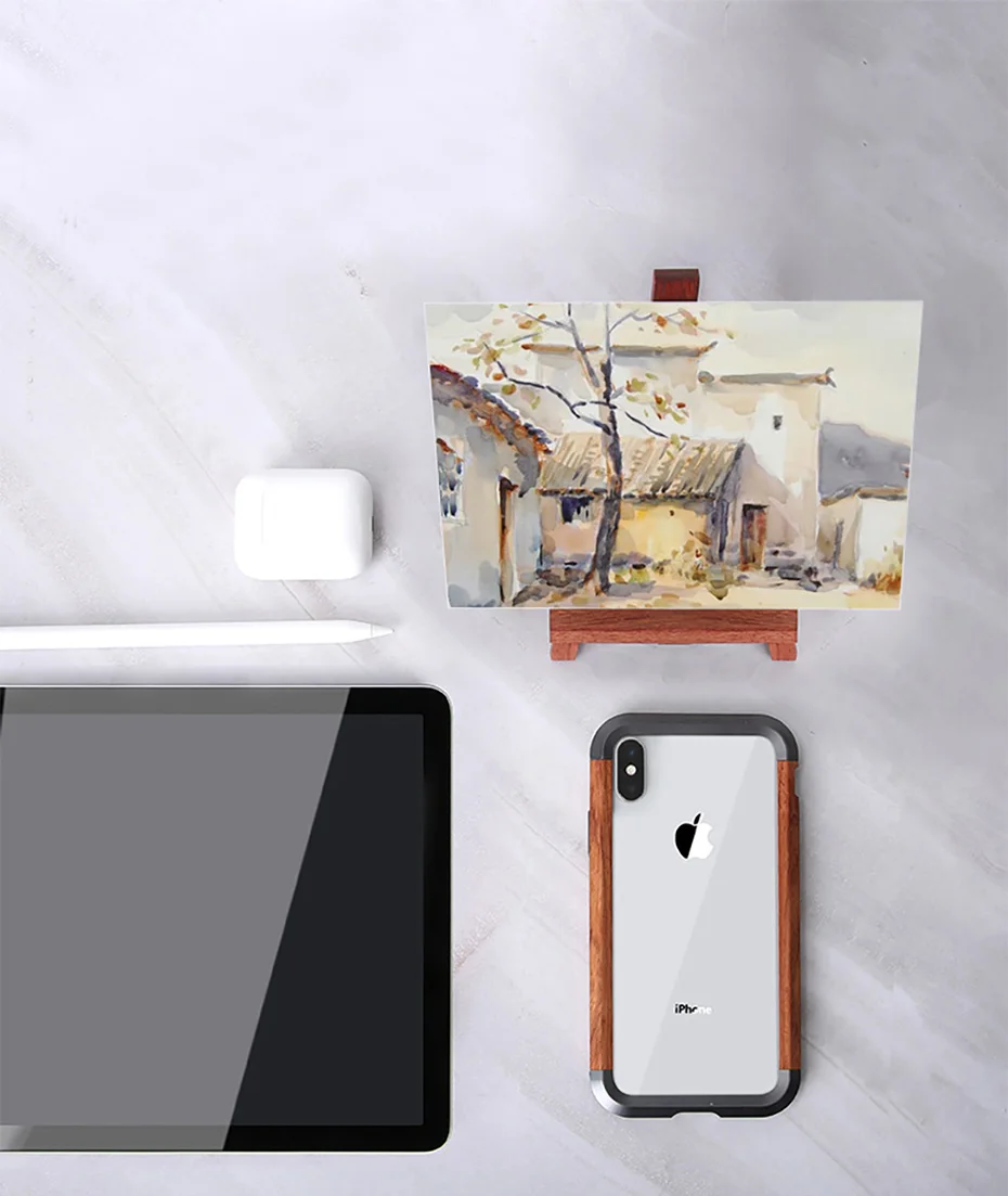 Железная деревянная рамка противоударный чехол для телефона для Iphone X XS Max чехол бампер задний Bover простой индивидуальный мобильный чехол для телефона