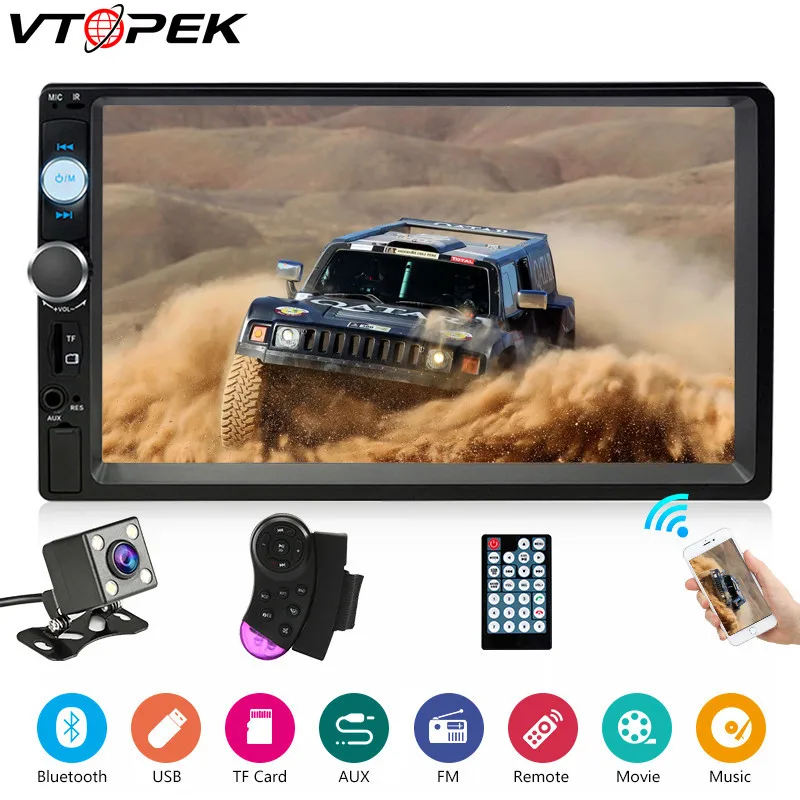 Vtopek двойной Din Автомобильный мультимедийный плеер 7 дюймов Радио DVD MP5 цифровой