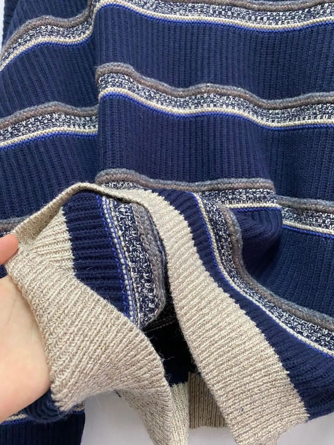 

Autumn Winter Women's Knitted Sweater Turtleneck Stripes Long Sleeve Loose Preppy Style Knit Tops New