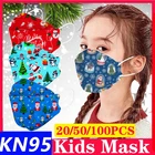 Детская Рождественская маска FFP2, детские маски FFP2 KN95, 4 слоя хлопковой маски с фильтром, сертификация CE, Рождественская одноразовая детская маска