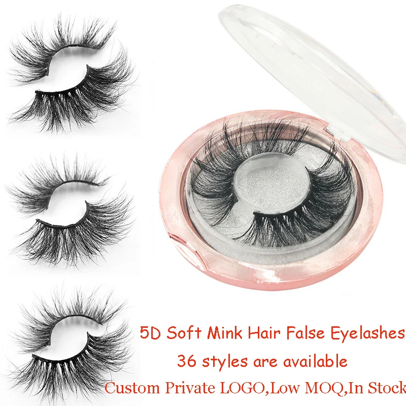 5D Soft Mink Hair False Eyelashes 25mm Fluffy Lashes Makeup Thick 100% Hand Made Faux Eye Lashes 36 Styles Custom Private Label