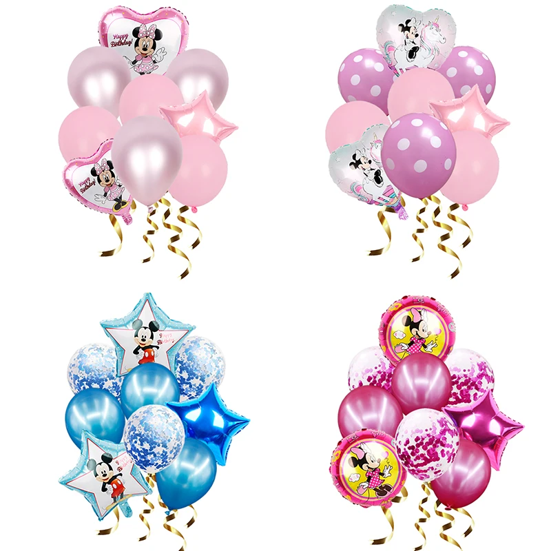 

Воздушные шары из фольги в виде Микки и Минни, для дня рождения, украшения детский душ г., 1 комплект