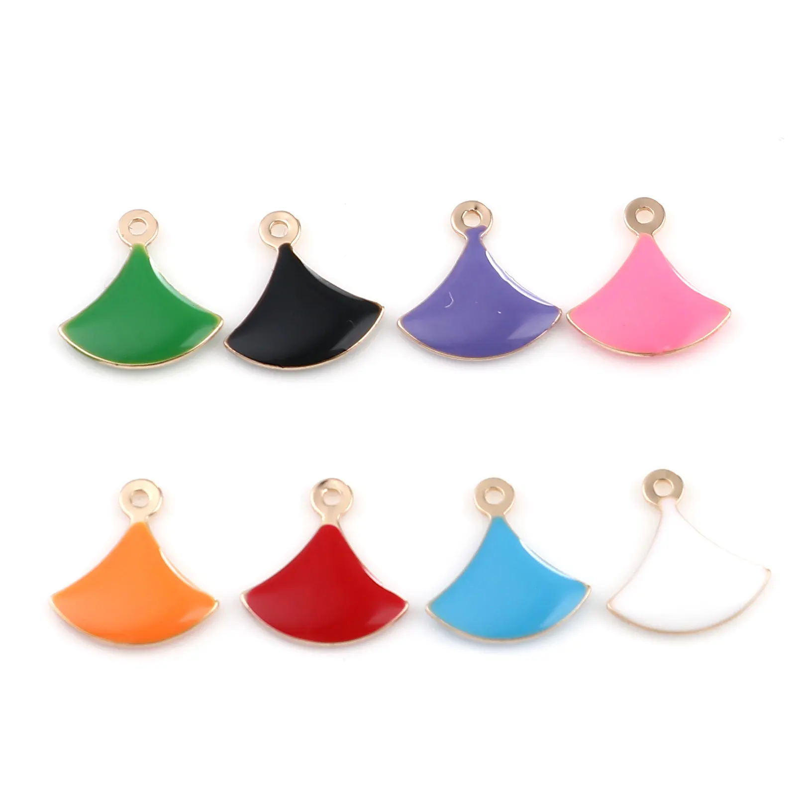 

10 шт. двухсторонние эмалированные подвески в форме веера, медные эмалированные блестки, Очаровательные Подвески золотого цвета, масляные П...