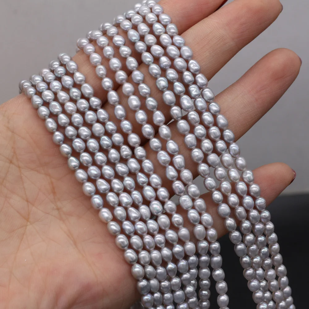 

Natural Freshwater Pearl Beaded High Quality Grey Pearls Punch Loose Beads for DIY Elegant Necklace Bracelet Jewelry Making 36cm