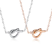 simple rose gold stainless steel knot pendant necklaces for women 2020 kpop fashion aesthetic jewelry accessories dropshipping
