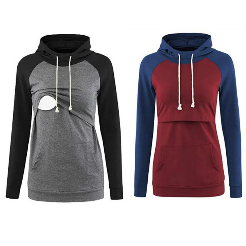 

Hooded Maternity Tops For Pregnant Women Clothes Nursing Shirts Breastfeeding Pregnancy Tops Feeding Mother Lactation Wear 2019