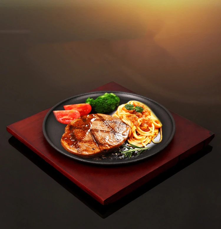 

Iron Circle Frying Pan Barbecue Plate Steak Pizza Baking Mould Tray Non-stick Black Cast pot egg rolls fried pancake thick