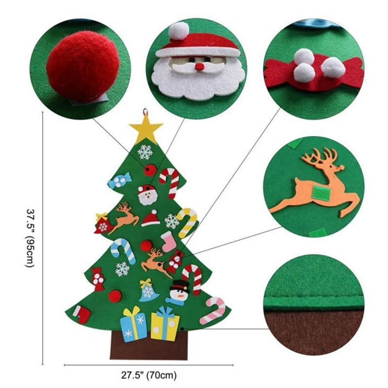 

Christmas Tree Decoration Showcase DIY Felt With Detachable Ornaments Christmas Gifts For Kids Coat Rack Wall Door Decoration