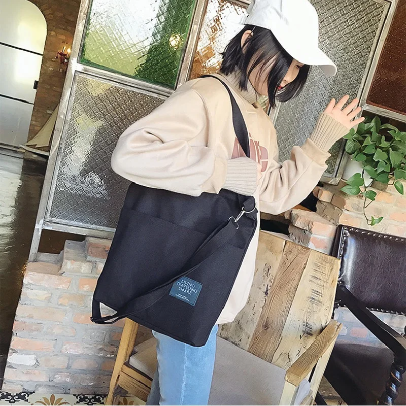 Винтажная Холщовая Сумка Ins Harajuku Женская Новая корейская модная однотонная