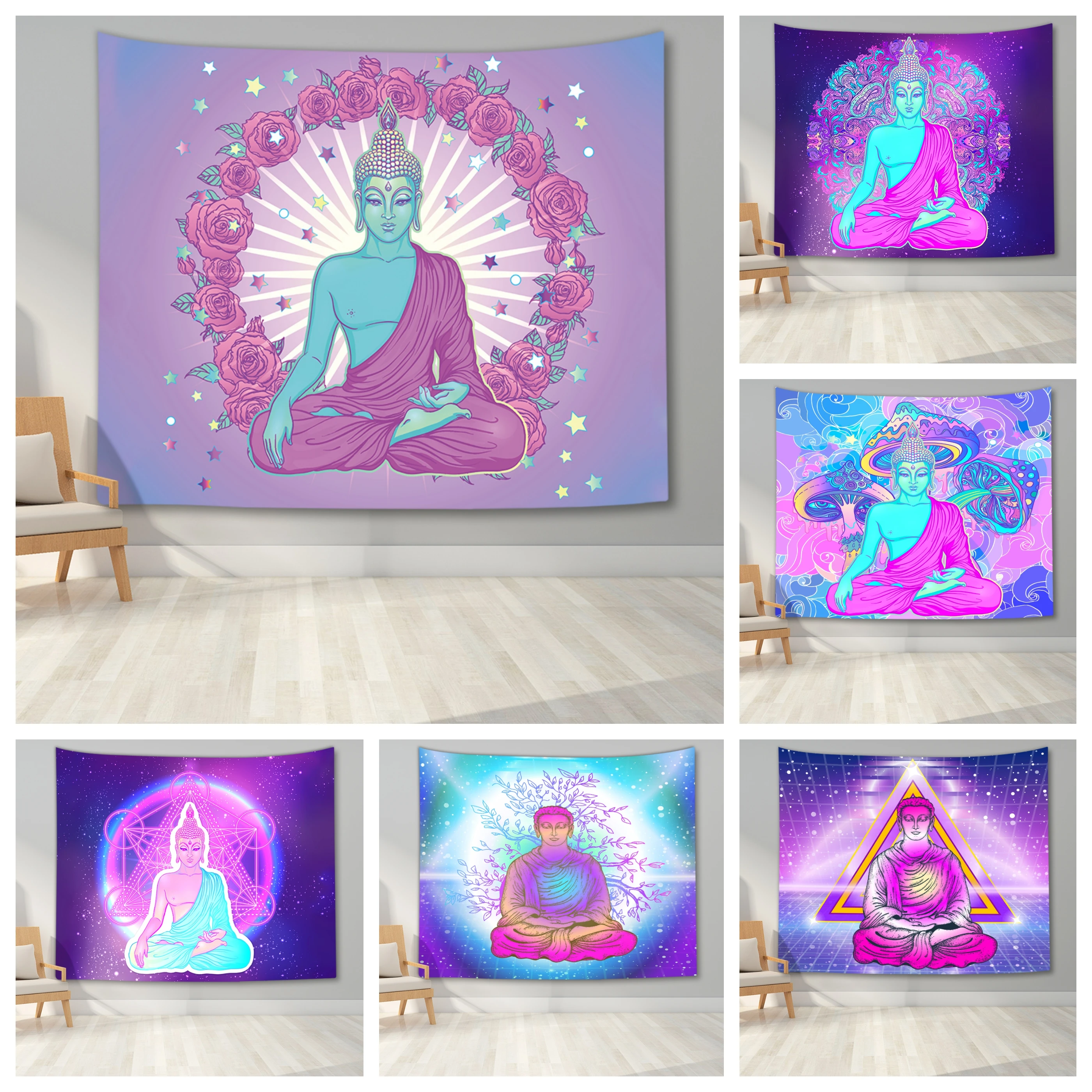 

Гобелены с Буддой хиппи сидящего Будды стены гобелены домашний Декор настенный Одеяло Wall Art фон Настенный декор для спальни в общежитии