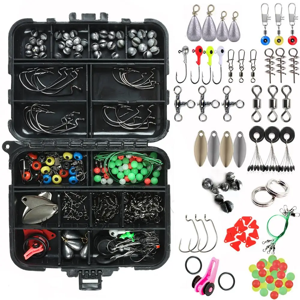

188PCS Gadget Set Luya Sea Fishing Rock Fishing Set Box Swivel Crank Hook Plumb