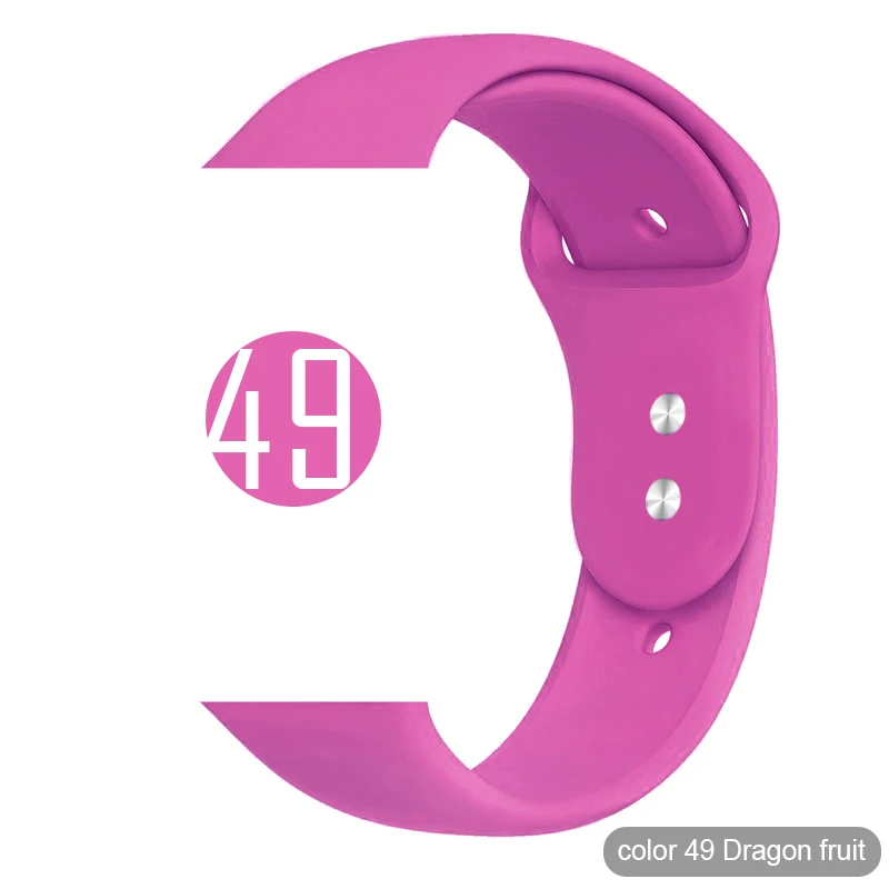 Мягкий силиконовый спортивный ремешок для Apple Watch 5 4 3 2 1 38 мм 42 мм, резиновый ремешок для часов Iwatch series 5 4 40 мм 44 мм - Цвет ремешка: 49 Dragon Fruit