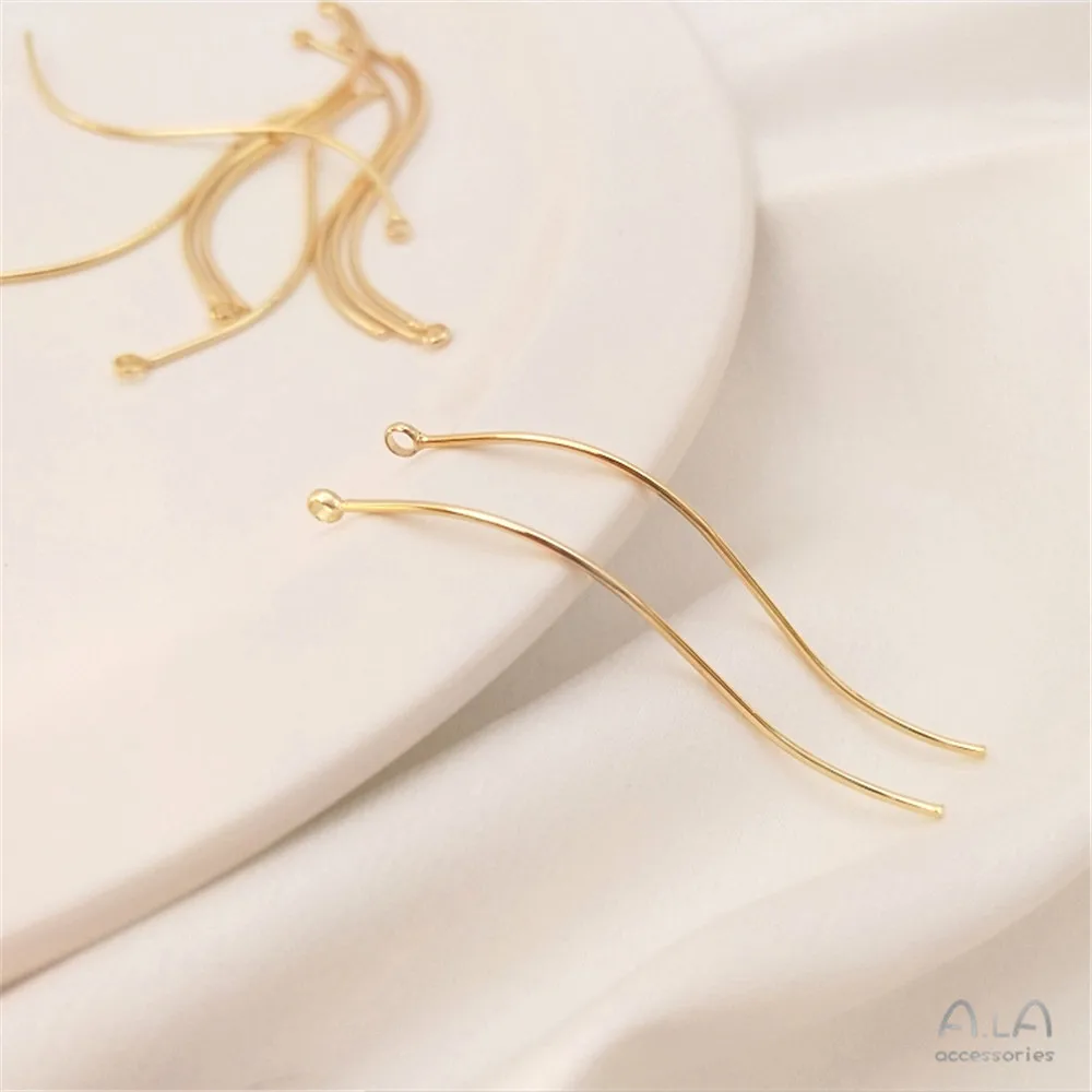 

14K Gold Color Light gold smooth s-shape with hanging ring nine pin single loop pendant earwire hanger DIY earpiece accessories